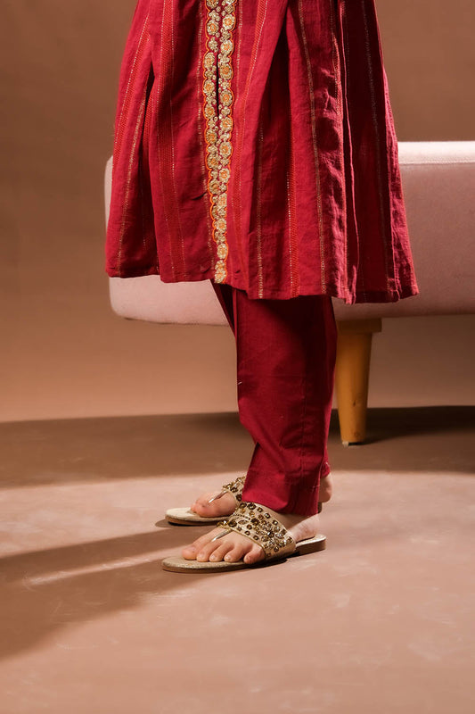 Kids Eid Dress | Maroon & Multicolor | Casual Plus 3 Piece Suit | Cotton Dobby | KBD-03381