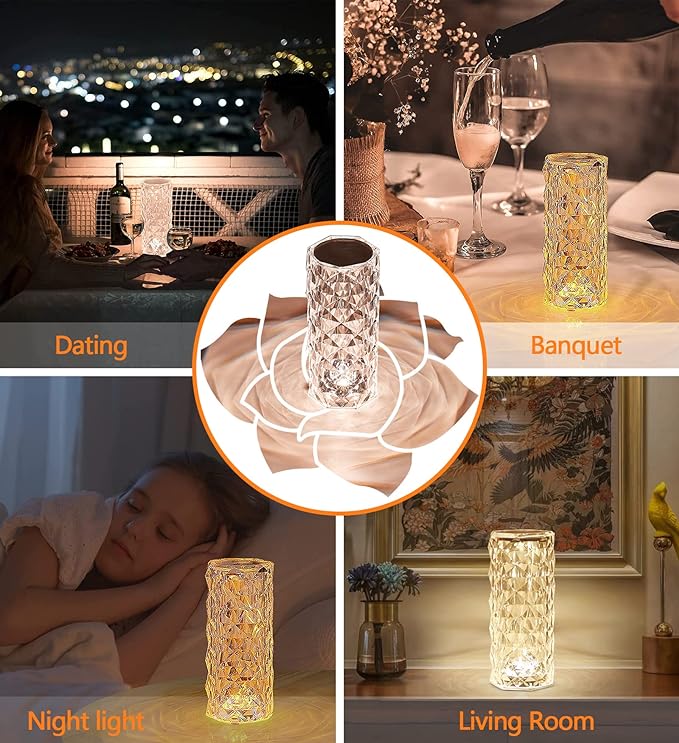 Rechargeable Diamond Crystal Bedside Lamp 16 Colors