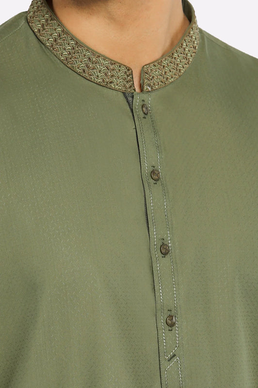Olive Wash & Wear Shalwar Kameez