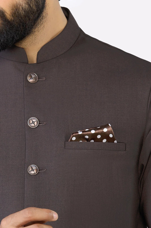 Coffee Brown Shalwar Kameez with Waistcoat