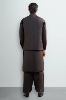 Dark Maroon Shalwar Kameez with Waistcoat